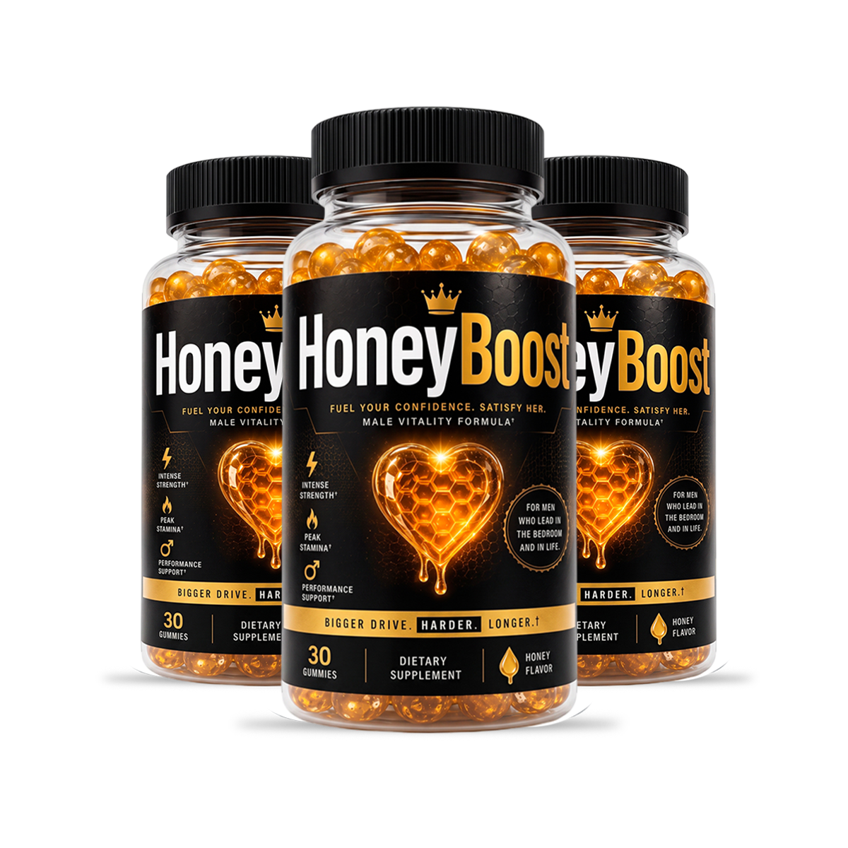 HoneyBoost male vitality gummy bottle